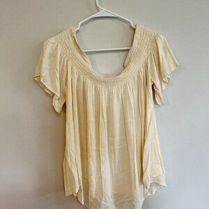 Forever21 F21 Flowy Cream Off Shoulder Top Size L/XL